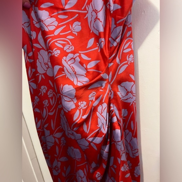 LOVERS + FRIENDS Noah Faux Wrap Dress Red & Purple Lined Spaghetti Strap Sz L - Picture 6 of 11